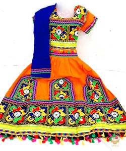 Orange Colour cotton based beautiful embroidered chaniya choli