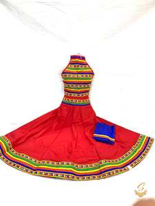 Kids Chaniya Choli Garba Dress: Maroon colour Beautiful Embroidered Chaniya Choli