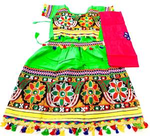Kids Chaniya Choli Garba Dress: kids beautiful multicolored embroidered chaniya choli