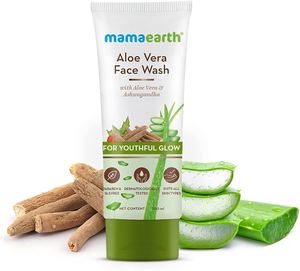 Mamaearth: Mamaearth Aloe Vera Face Wash with Ashwagandha | Dirt & Excess Oil Cleanser | Gives Natural Youthful Glow | Gentle Formula for Hydrated Skin | 3.38 Fl Oz (100ml)