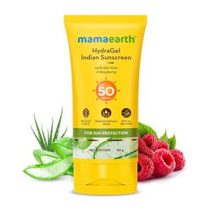 Mamaearth: Mamaearth HydraGel Indian Sunscreen with Aloe Vera & Raspberry for Sun Protection – 50 g