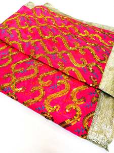 Rumala Sahib: Silk Based heavy Embroidery Work with sequined design work Rumala Sahib Double Set With Palkan