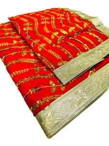 Rumala Sahib: Silk Based heavy Embroidery Work work Rumala Sahib Double Set With Palkan