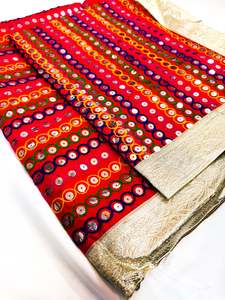 Silk Based Embroidery Work with big sequined work Rumala Sahib Double Set With Palkan