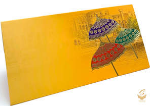 Mango yellow colour mahal design Shagun Envelope