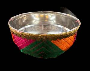 Decorated Thali: Stone work with embroidery work & Lace work beautiful Decorated Shagun Katori/Bowl