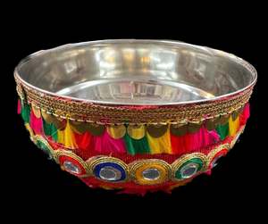 Decorated Thali: Stone work with embroidery work & Lace work beautiful Decorated Shagun Katori/Bowl