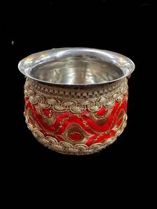 Decorated Thali: Red color beautiful Decorated Shagun Gadvi/Lota