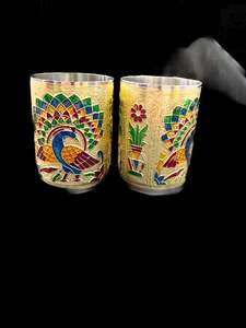 Steel glass with Beautiful Decorated meenakari work