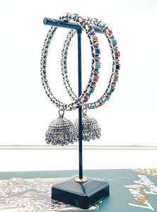 Multicolored stones studded beautiful latkan Oxidised bangles