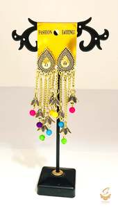 Beautiful Oxidised earrings with multicoloured pearls