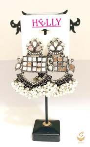 Oxidised Jwellery: Beautiful Oxidised earrings with mirrors