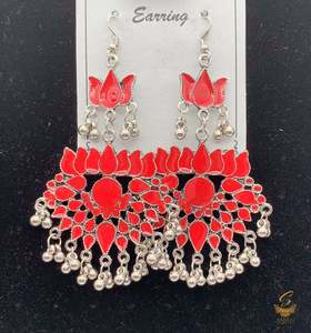 Oxidised Jwellery: beautiful oxidised earrings lotus design