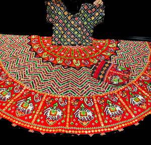 Chaniya Choli: Multicoloured bigger flared Chaniya with blouse (size 38) and dupatta