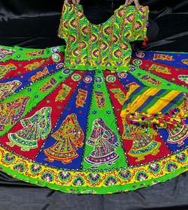 Multicoloured bigger flared Chaniya with blouse (size 38) and dupatta