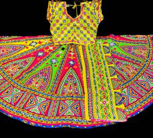 Multicoloured bigger flared Chaniya with blouse (size 42)and dupatta