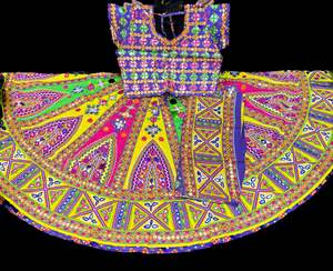 Chaniya Choli: Multicoloured bigger flared Chaniya with blouse (size 44) and dupatta