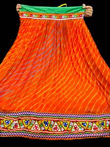 Multicoloured border chiffon based skirt/lehnga/chaniya