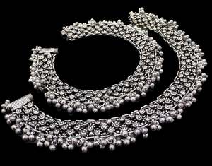 Heavy work oxidised anklets