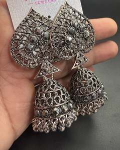 Oxidised Earrings Jhumka: Beautiful oxidised bigger jhumka