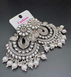 Beautiful oxidised earrings with stones & pearls