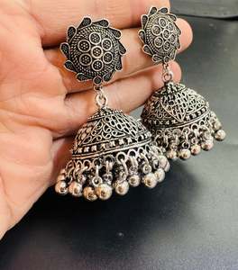 Oxidised Earrings Jhumka: Beautiful oxidised bigger jhumka