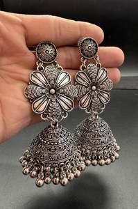 Oxidised Earrings Jhumka: Beautiful oxidised bigger jhumka