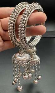 Oxidised Bracelets Bangles: Oxidised bangles with latkan set (2 bangles per pack )(price per pack)