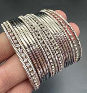 Plain with jerkan stone Oxidised bangles set(price per pack)