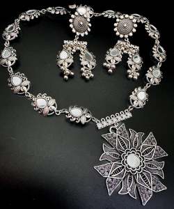 Beautiful work oxidised necklace with earrings
