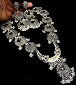 Oxidised Necklace: Beautiful work oxidised necklace with earrings