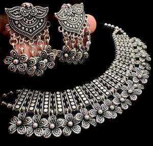 Beautiful work oxidised necklace with earrings