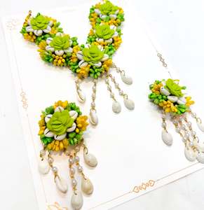 Sea Shells design Beautiful Floral jewellery for Haldi/Mehndi (Necklace, earring&hellip;