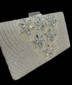 Stone work and pearls work beaded Handwork designer clutch bag with handle to ca&hellip;