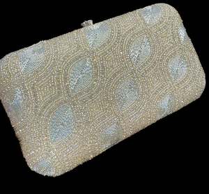 Stone work Handwork designer clutch bag with handle to carry with chain inside t&hellip;
