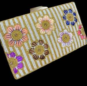 Clutch Bag And Potli Bag: Stone work Handwork designer clutch bag with handle to carry with chain inside the clutch (can be attached or detached)