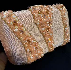 (Video clip attached )Crystals and pearls beaded Handwork designer clutch bag wi&hellip;