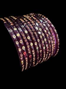 Glass Bangles: Wine color with stone work beautiful Glass Bangles (1 Dozen in 1 pack ) Price per pack