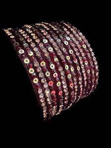 Maroon color with stone work beautiful Glass Bangles (1 Dozen in 1 pack ) Price per pack