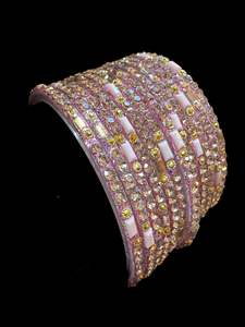 Lite Pink color with stone work beautiful Glass Bangles (1 Dozen in 1 pack ) Price per pack