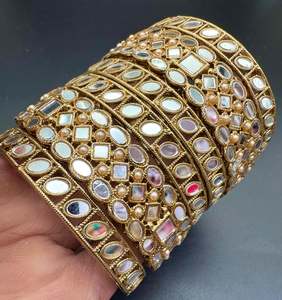 Stone Work Design Bangles Set (Price Per Set)