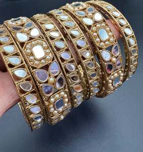 Stone Work Design Bangles Set (Price Per Set)