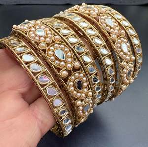 Stone Work Design Bangles Set (Price Per Set)