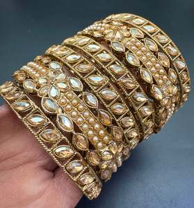 Bangles Set: Stone Work Design Bangles Set (Price Per Set)