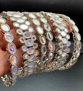 Silver Mirror work rose gold color bangles set (price per pack)