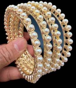 Lite Gold color Pearls bangles set of 4 bangles (Price per set)