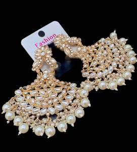 Bigger size and lite weight Beautiful pearls with kundan work earrings