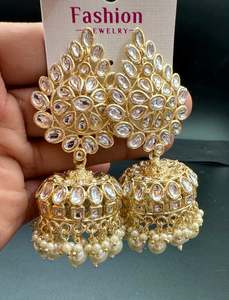 Bigger size and lite weight Beautiful pearls with kundan work jhumka