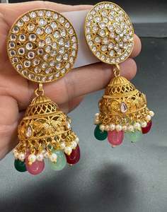 Kundan Stone With Pearls Work Beautiful Jhumka