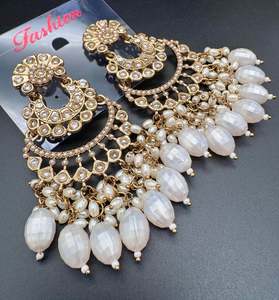 Earring All Styles: Beautiful Kundan & Pearls work bigger earrings (very lite weight)